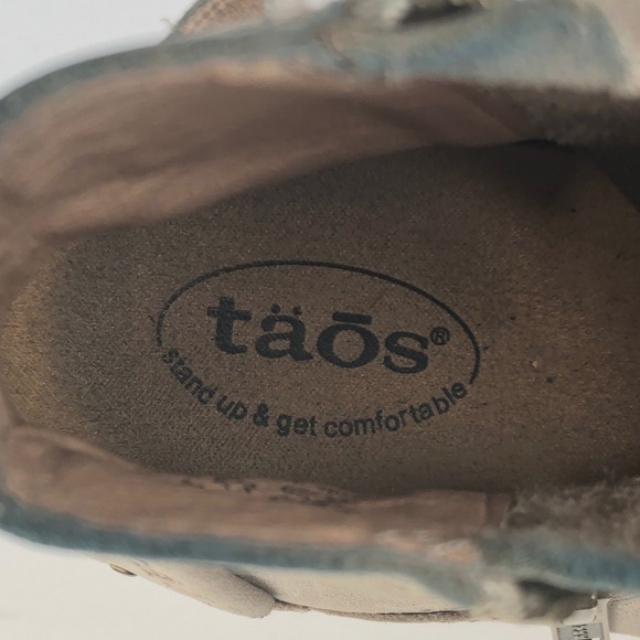 TAOS Double Time Leather Ankle Boots Sz 6 Taupe Gray Side Zip Comfort Casual - Picture 11 of 16